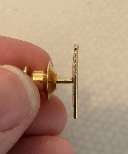 14k Solid Gold Enamel American Flag Lapel Pin Brooch Tie Tack I LOVE USA on Back