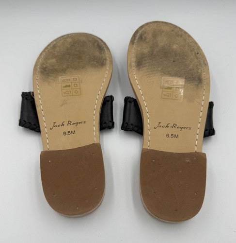 Jack Rogers Jacks Flats Leather Thong Slip On Sandals Black Size 6.5 - $128