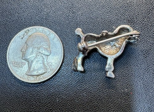 925 Sterling Silver Marcasite Sparkle Small Poodle Dog Pin Brooch Pendant