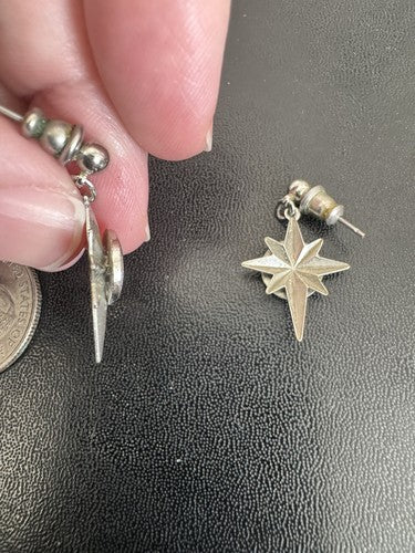 Vintage Kiwanis International Starburst Earrings Silver Tone Logo RARE HTF