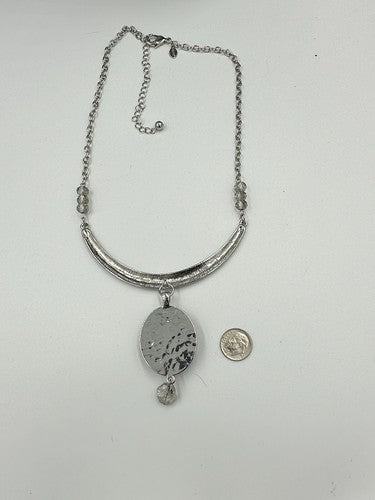 Chico's Silver Iridescent Multi Color Pendant Necklace 23”