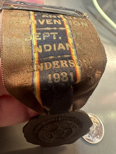 1931 AMERICAN LEGION 13th Annual Convention, Dept of Indiana BRASS WATCH FOB IN