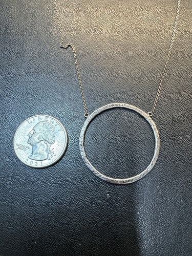 SILPADA N3087 Sterling Silver DUOMO CHAIN NECKLACE Open Circle Hammered Pendant