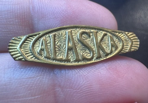 Antique Alaska Souvenir Travel Pin Gold Tone C-Clasp