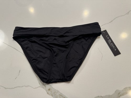 NWT La Blanca Island Goddess Shirred Band Hipster Swimsuit Bottom Wmns 10 Black