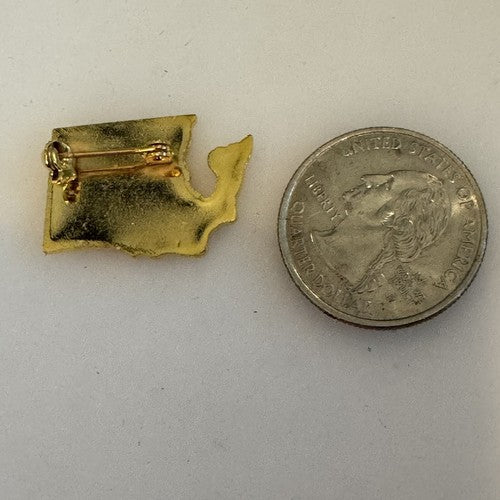 Washington State Shaped Gold Tone Pin Travel Souvenir Brooch