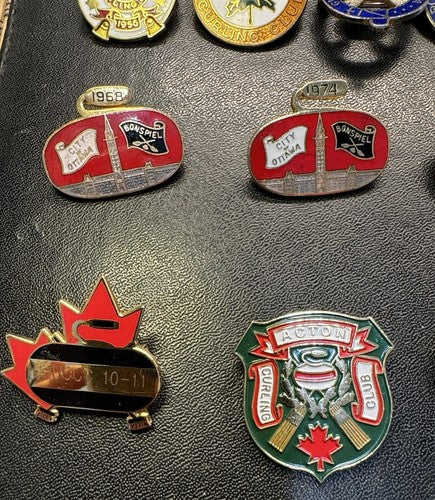 Job Lot 17 Bundle Vintage Curling Club Pin Badges Collection 1950s - 2010s