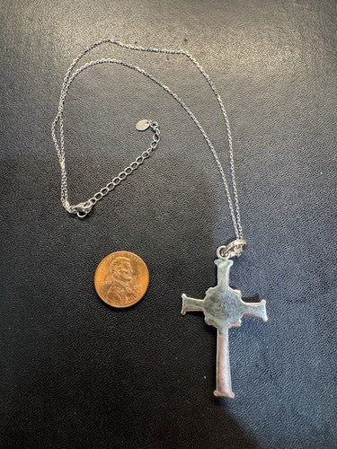 925 Sterling Silver Men's Womens Cross Crucifix Pendant & Chain 18” Argento Vivo