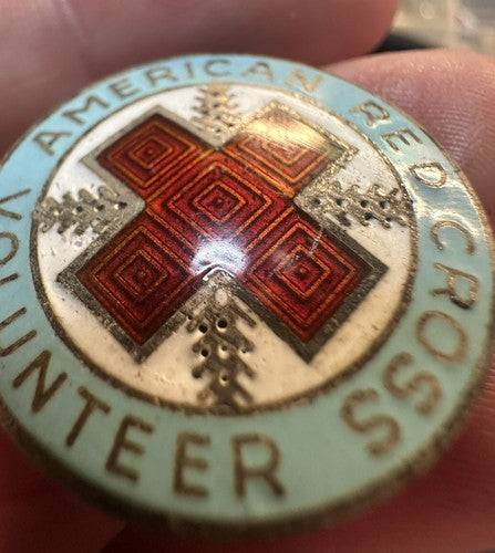925 Silver - Vintage Antique Enamel American Red Cross Brooch Pin - Canteen
