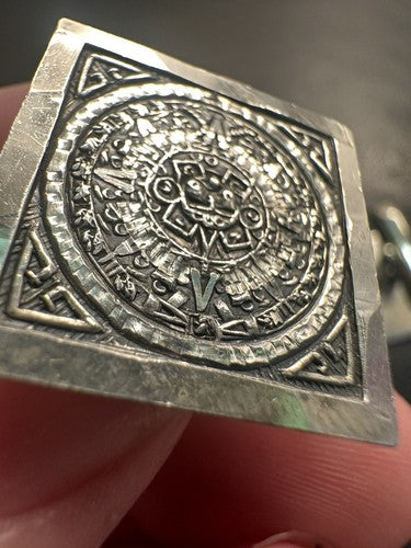 PLAFINA OF TAXCO 925 STERLING SILVER AZTEC MAYA DESIGN CUFFLINKS