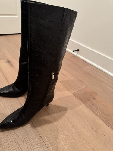 TOTEME The Wide Shaft $1130 Black Croco 50mm Boots Authentic