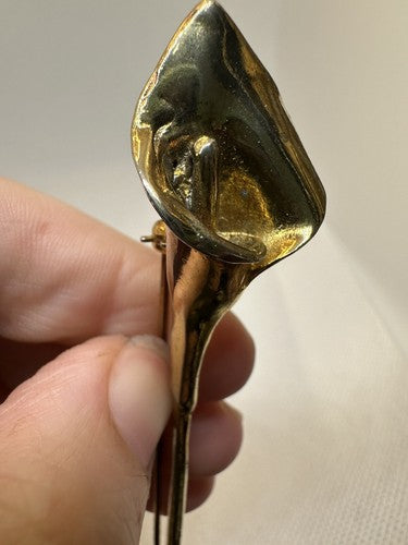 Vtg Zolotas Gold Tone Calla Lily Brooch Flower