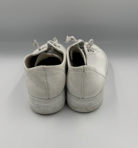 $420 Paul Green Hadley Platform Sneaker white leather silver 7.5 (2) (TD21)