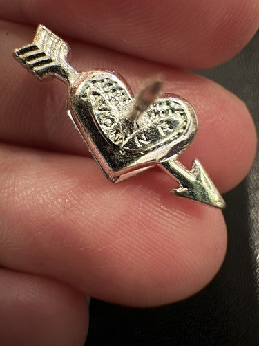 Vintage Avon Pink Rhinestone Heart Pin Brooch Cupid Arrow Love Lapel Tie Vest