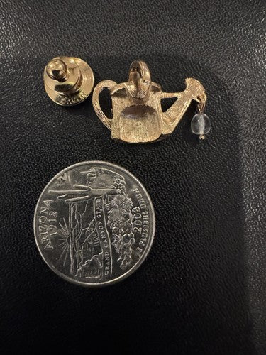 Vtg 1983 Avon Favorite Pastimes Watering Can Gold Tone Lapel Tac Pin