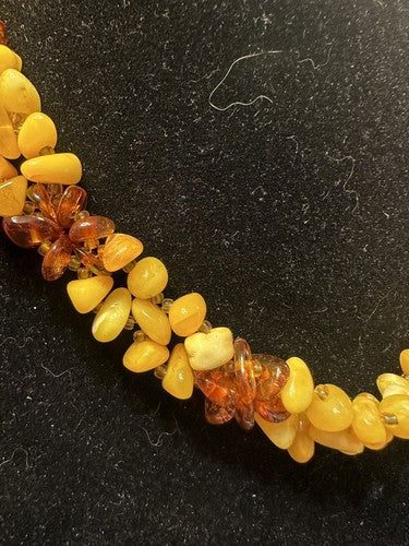 Vintage Baltic Honey Egg Yolk Amber Bead Necklace with Inclusions 19 Inches 36g