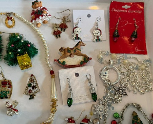 Lot Vintage To Now Christmas Pins Brooch Earrings Lot Some Signed 57pcs.