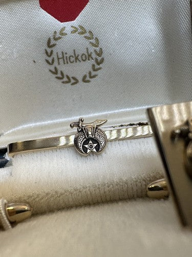 Shriners Vintage HICKOK Cuff Links & Tie Bar Clip Masonic NEW OLD STOCK IN BOX
