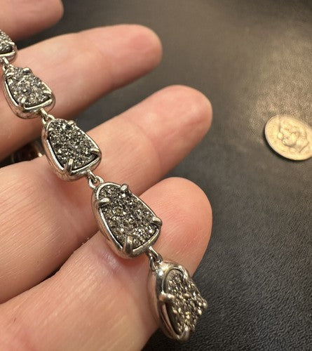 Kendra Scott Silver Tone Drusy Susanna Bracelet in Silver 7.75” Druzy