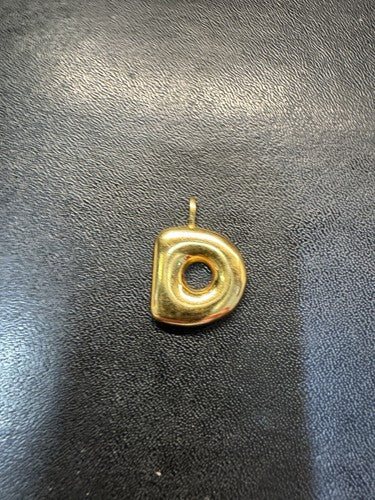 Stone and Strand Initial Bubble Letter D Pendant Gold Tone Sterling Silver