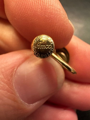 Amco 1/20 12kt Gold Filled ScrewBack Earrings Faux Pearl Art Nouveau Vintage