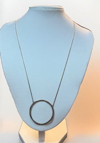 SILPADA N3087 Sterling Silver DUOMO CHAIN NECKLACE Open Circle Hammered Pendant