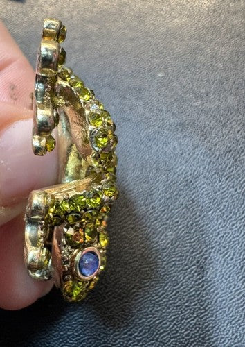 VTG Napier Gold Tone Frog Green Rhinestone Eyes Small Brooch Pin Unmarked