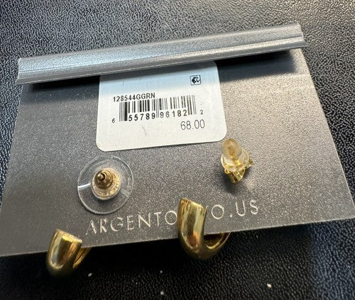 Argento Vivo 18k Gold Over Sterling Silver Huggie Hoop Earrings Green Stone $68
