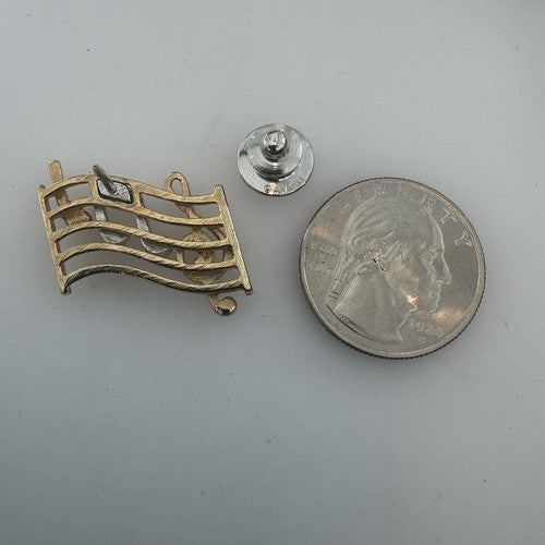 Vintage Music Them Treble Clef & Notes Brooch Pin Gold Tone Silver Mixed Metals