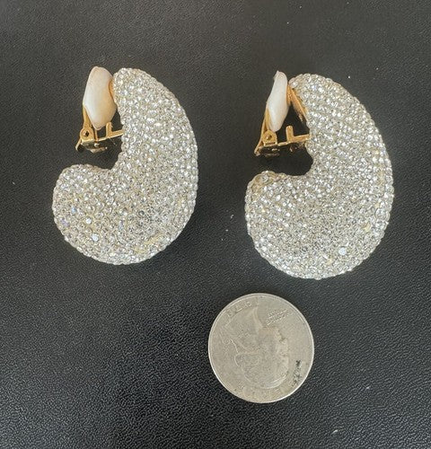 Lele Sadoughi Pave Dome Studded Clip On Earrings