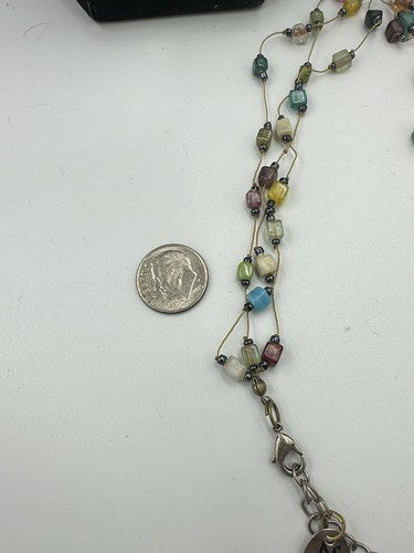 ZAD 3 Row Multi color Glass Bead Necklace 16”-18”