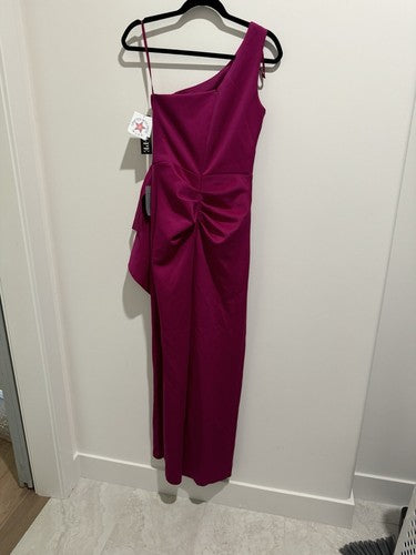 XSCAPE One-Shoulder Fit and Flare Gown Dress with Stretch in Orchid SIZE 4 $248