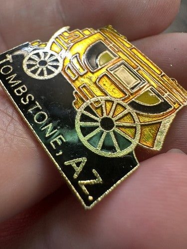 VTG Tombstone Arizona Stagecoach Carriage Wagon AZ Lapel Pin