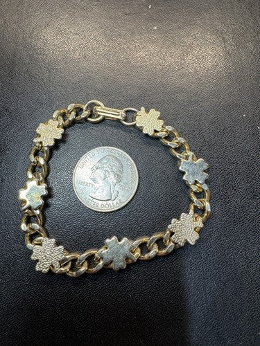 Link Bracelet Clover Shamrock Gold Plated 7 1/4”