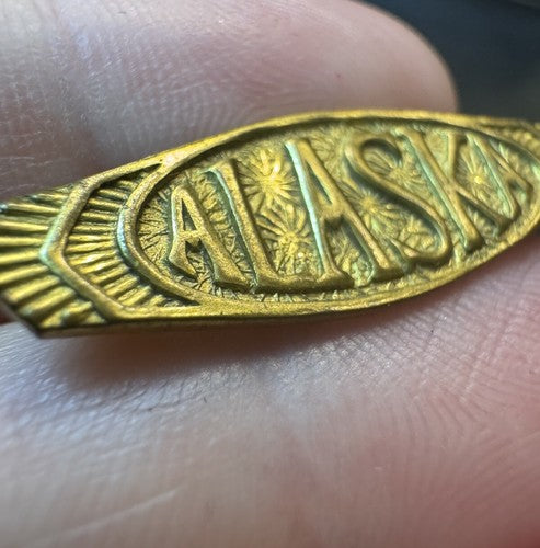 Antique Alaska Souvenir Travel Pin Gold Tone C-Clasp