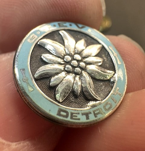 Stunning GTEV Edelweiss Detroit Sterling Silver Membership Pin German G.T.E.V.