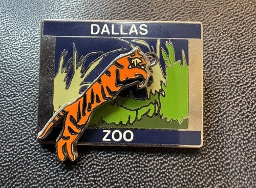 Dallas Zoo Tiger Souvenir Travel Articulated Pin PD Enamel Rare