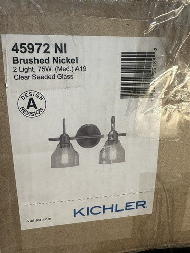 Kichler Avery 45972NI Brushed Nickel 2-Light Bathroom Vanity Light Seeded Glass