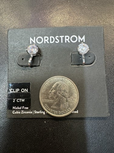 Nordstrom 2ct tw Cubic Zirconia Clip-on Earrings in Platinum 7679896