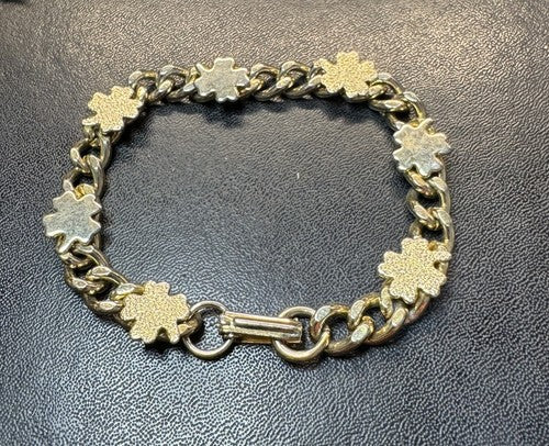 Link Bracelet Clover Shamrock Gold Plated 7 1/4”