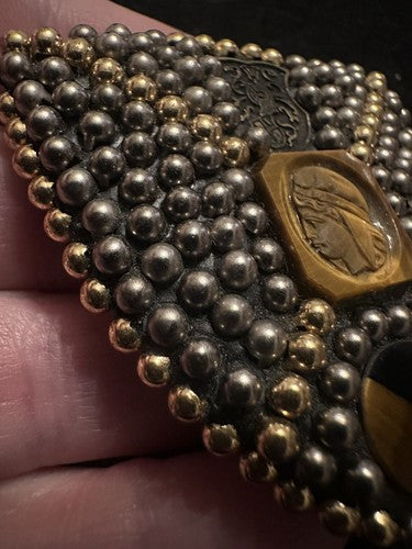 Exquisite Richard Minadeo Heraldic Shield Brooch Pin Carved Tiger Eye Cameo