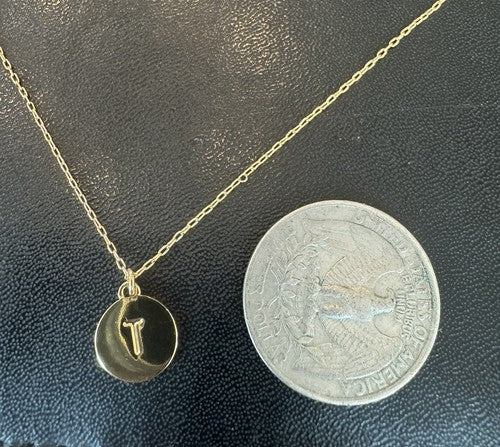 Kate Spade "T" Initial Pendant Gold Tone Pendant 16"-18" Necklace 78$ Retail