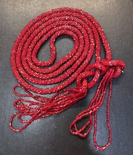 Antique Art Deco Sautoir Red Seed Bead Flapper Lariat Rope Necklace Tassel 57”