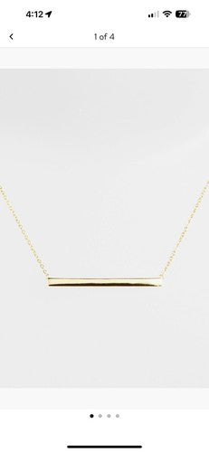 Argento Vivo Bar Pendant Necklace In Gold Over Sterling Silver 16” NWOT $68