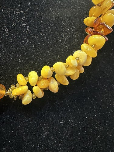 Vintage Baltic Honey Egg Yolk Amber Bead Necklace with Inclusions 19 Inches 36g
