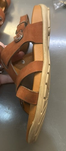 Geox Respira Sandals Brown Leather Open Toe Slingback Size 38 / 7.5