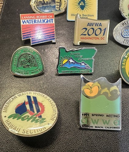 Vintage AWWA Conference Lapel Pin Lot Utilities American Water Works Association