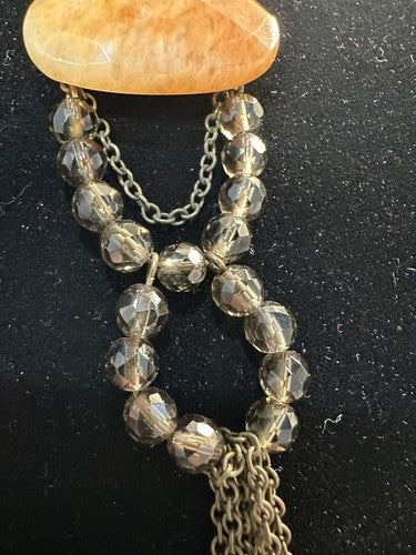 David Aubrey Signed Necklace Crystal Stone Layered Chain EUC