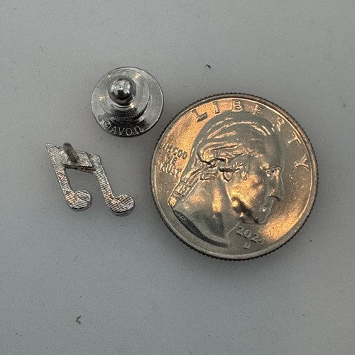 Eighth Notes Music Note Silver Tone Tie Tack Lapel Pin