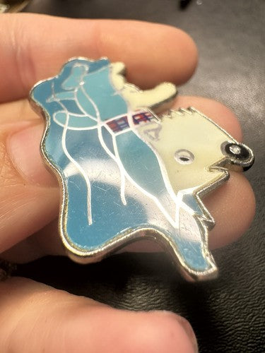 Mac the Dog Commonwealth Games 1986 Lapel Pin Badge Swimming Backstroke Mac RARE
